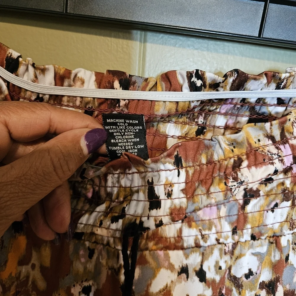 Robert Louis Floral Wide Leg Pants - Brown and Cream